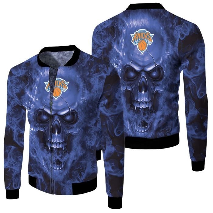 New York Knicks NBA Fans Skull Fleece Bomber Jacket