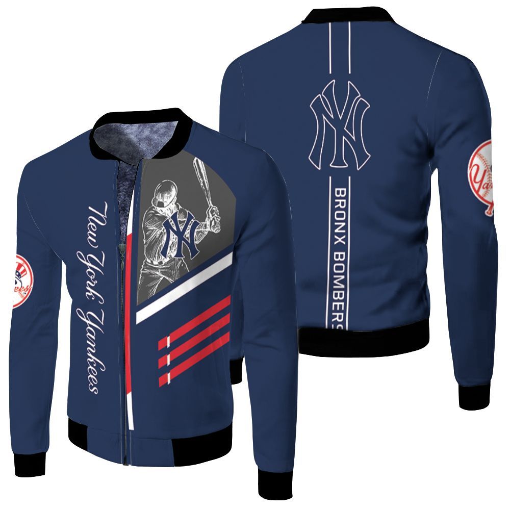 New-York-Yankees-MLB-Bronx-Bombers-3D-Fleece-Bomber-Jacket New York Yankees MLB Bronx Bombers 3D Fleece Bomber Jacket