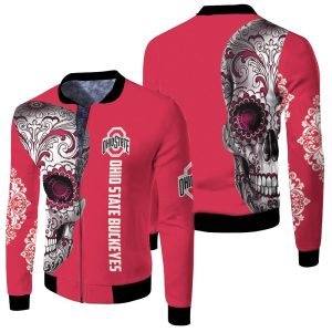 Ohio State Buckeyes Sugar Skull 3D Fleece Bomber Jacket FBJ0409