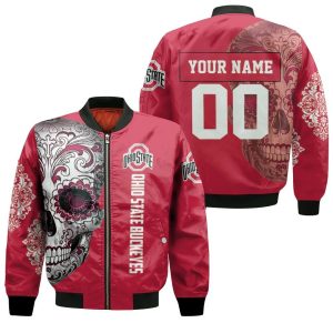 Ohio State Buckeyes Sugar Skull 3D Personalized 1 Bomber Jacket BBJ1580