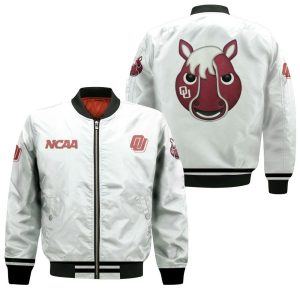 Oklahoma Sooners NCAA Classic White With Mascot Logo Gift For Oklahoma Sooners Fans Bomber Jacket BBJ1316