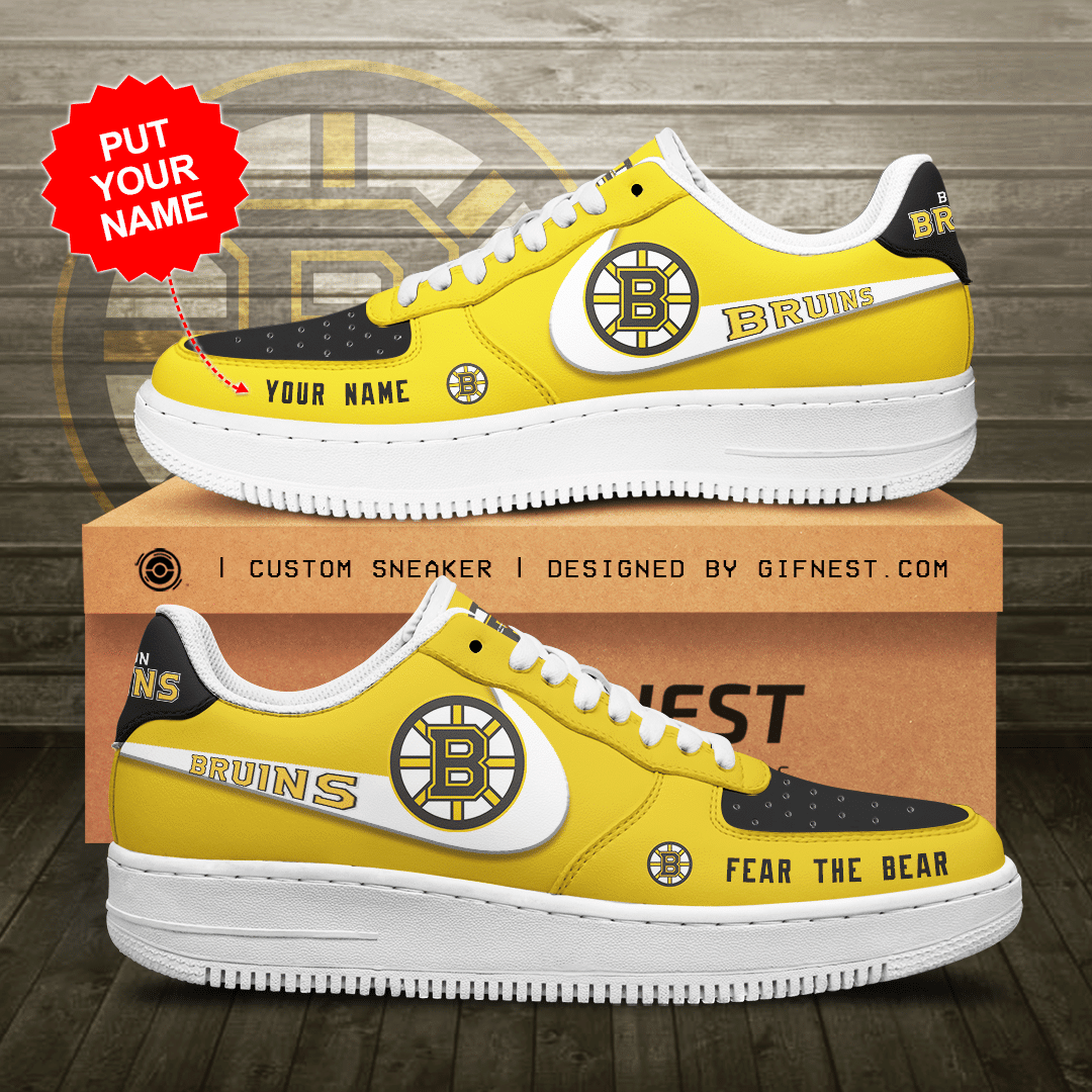 Personalized-Boston-Bruins-Air-Force-Sneaker-Custom-For-Fan Personalized Boston Bruins Air Force Sneaker Custom For Fan