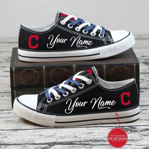 Personalized Cleveland Indians MLB Baseball Gift For Fans Low Top Custom Canvas Shoes LT0013