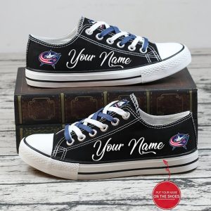 Personalized Columbus Blue Jackets NHL Hockey Gift For Fans Low Top Custom Canvas Shoes LT0431