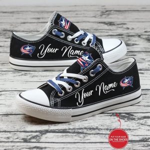 Personalized Columbus Blue Jackets NHL Hockey Gift For Fans Low Top Custom Canvas Shoes LT0275