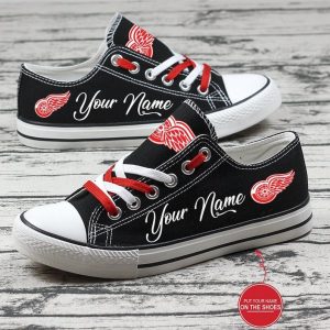 Personalized Detroit Red Wings NHL Hockey Gift For Fans Low Top Custom Canvas Shoes LT0380