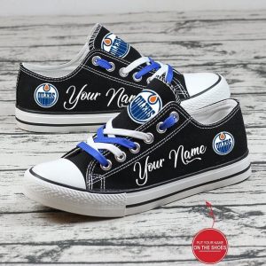 Personalized Edmonton Oilers NHL Hockey Gift For Fans Low Top Custom Canvas Shoes LT0234
