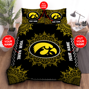 Personalized Iowa Hawkeyes Duvet Cover Pillowcase Bedding Set BS3406