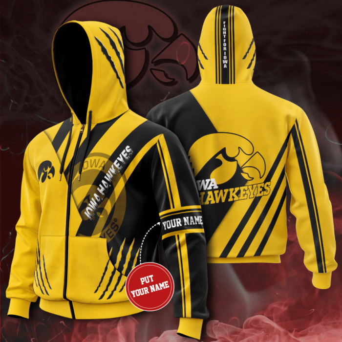 Personalized Iowa Hawkeyes Zip-Up Hoodie For Fans