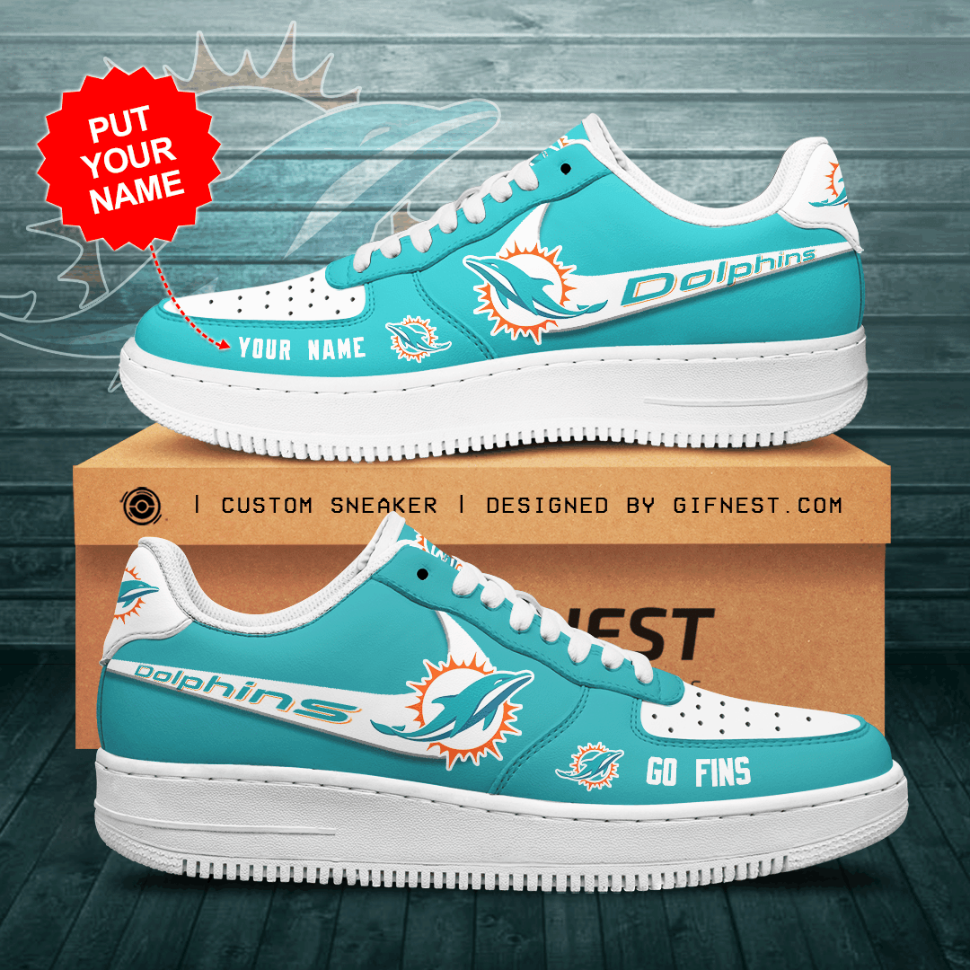 Personalized-Miami-Dolphins-Air-Force-Sneaker-Custom-For-Fan Personalized Miami Dolphins Air Force Sneaker Custom For Fan