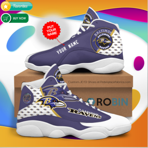 Personalized Name Baltimore Ravens Jordan 13 Sneakers - Custom JD13 Shoes JD130736