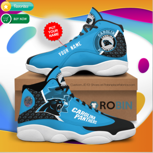 Personalized Name Carolina Panthers Jordan 13 Sneakers - Custom JD13 Shoes JD130716