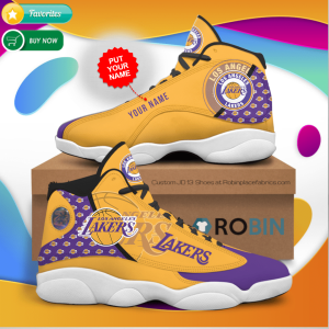 Personalized Name Los Angeles Lakers Jordan 13 Sneakers - Custom JD13 Shoes