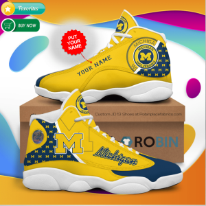 Personalized Name Michigan Wolverines Jordan 13 Sneakers - Custom JD13 Shoes JD130757