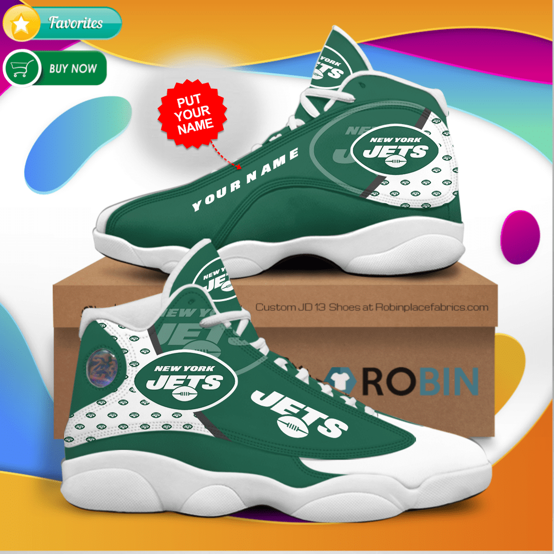 Personalized-Name-New-York-Jets-Jordan-13-Sneakers-Custom-JD13-Shoes Personalized Name New York Jets Jordan 13 Sneakers - Custom JD13 Shoes