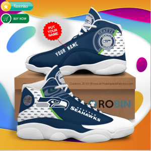 Personalized Name Seattle Seahawks Jordan 13 Sneakers - Custom JD13 Shoes JD130355