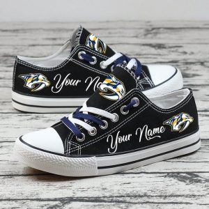 Personalized Nashville Predators NHL Hockey Gift For Fans Low Top Custom Canvas Shoes LT0775