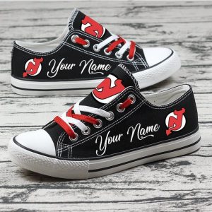 Personalized New Jersey Devils NHL Hockey Gift For Fans Low Top Custom Canvas Shoes LT0499