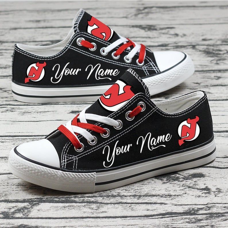 Personalized-New-Jersey-Devils-NHL-Hockey-Gift-For-Fans-Low-Top-Custom-Canvas-Shoes Personalized New Jersey Devils NHL Hockey Gift For Fans Low Top Custom Canvas Shoes