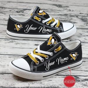 Personalized Pittsburgh Penguins NHL Hockey Gift For Fans Low Top Custom Canvas Shoes LT0027