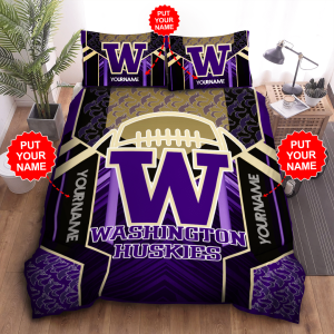 Personalized Washington Huskies Duvet Cover Pillowcase Bedding Set BS3950