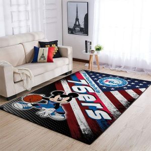 Philadelphia 76ers NBA Team Logo Mickey Us Style Area Rug Living Room And Bed Room Rug