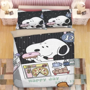 Snoopy #4 Duvet Cover Pillowcase Bedding Set Home Bedroom Decor BS0800