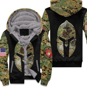 Spartan Warrior Us Marine Corps Camo 3D Unisex Fleece Hoodie