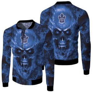 Toronto Maple Leafs MLB Fans Skull Fleece Bomber Jacket