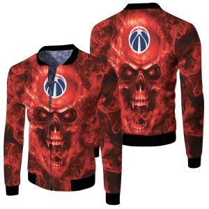 Washington Wizards NBA Fans Skull Fleece Bomber Jacket FBJ0771