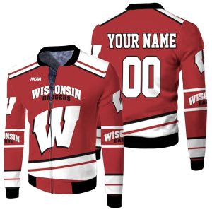 Wisconsin Badgers Ncaa Mascot Red 3D Personalized Fleece Bomber Jacket FBJ0695