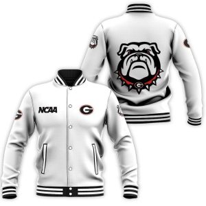Georgia Bulldogs Ncaa Classic White With Mascot Logo Gift For Georgia Bulldogs Fans Baseball Jacket BJ0503