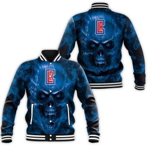 Los Angeles Clippers NBA Fans Skull Baseball Jacket BJ1846