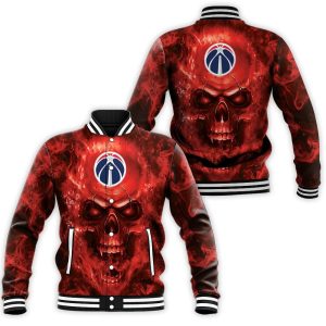 Washington Wizards NBA Fans Skull Baseball Jacket BJ0110