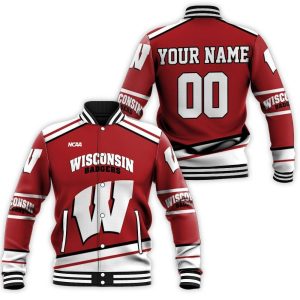Wisconsin Badgers Ncaa Mascot 3D Personalized Baseball Jacket BJ0866