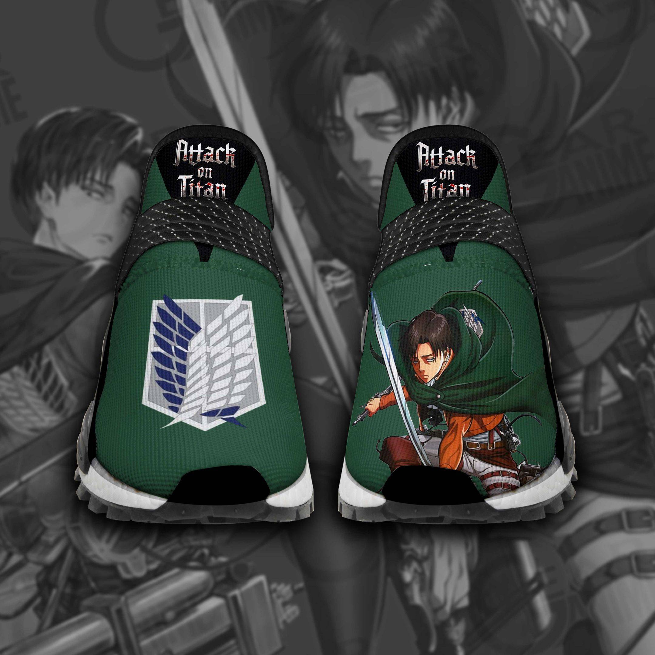 AOT Levi Ackerman Shoes Attack On Titan Anime Shoes TT11 - NMD Sneakers For Fan