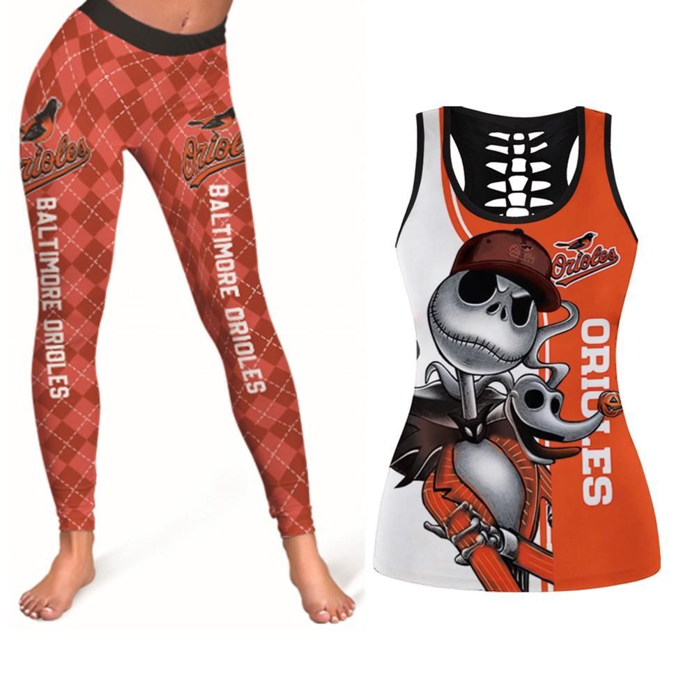 Baltimore Orioles Jack Skellington And Zero Tanktop Legging Set Gift For Baltimore Orioles Fans 8