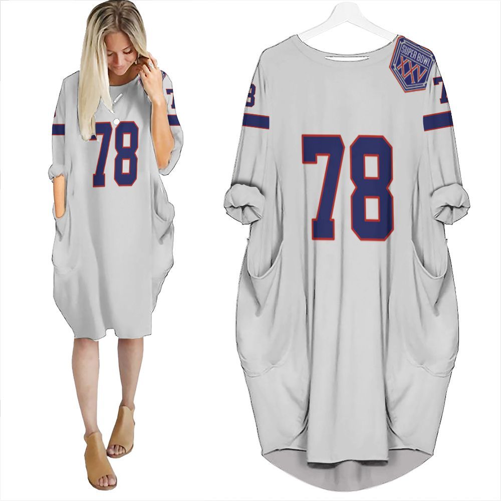 Buffalo Bills Bruce Smith #78 Great Player Nfl American Football Team White Vintage 3D Gift For Bills Fans Batwing Pocket Dress PD3288