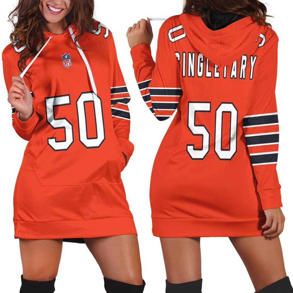 Chicago Bears Mike Singletary #50 Nfl Great Player Team Custom Game Orange 3D Hoodie Dress