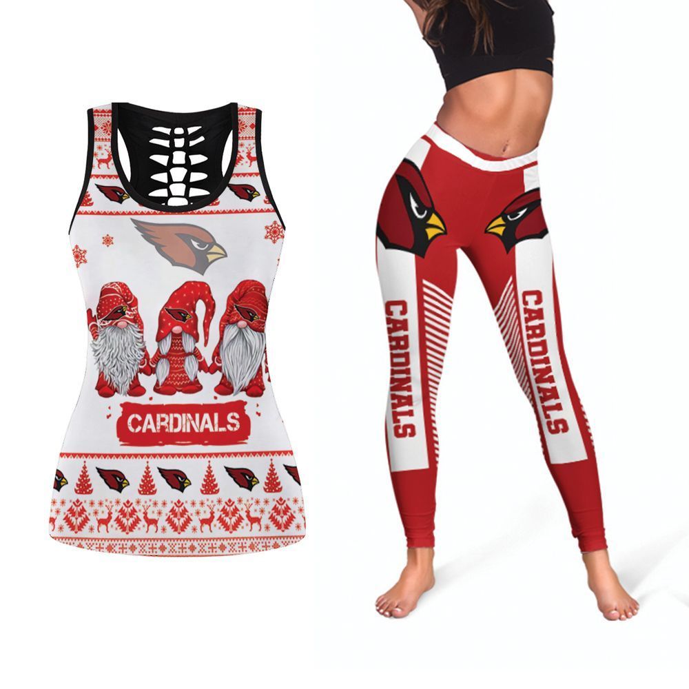 Christmas Gnomes Pattern Arizona Cardinals NFL American Football Tank Top And Legging Set Gift For Cardinals Fans