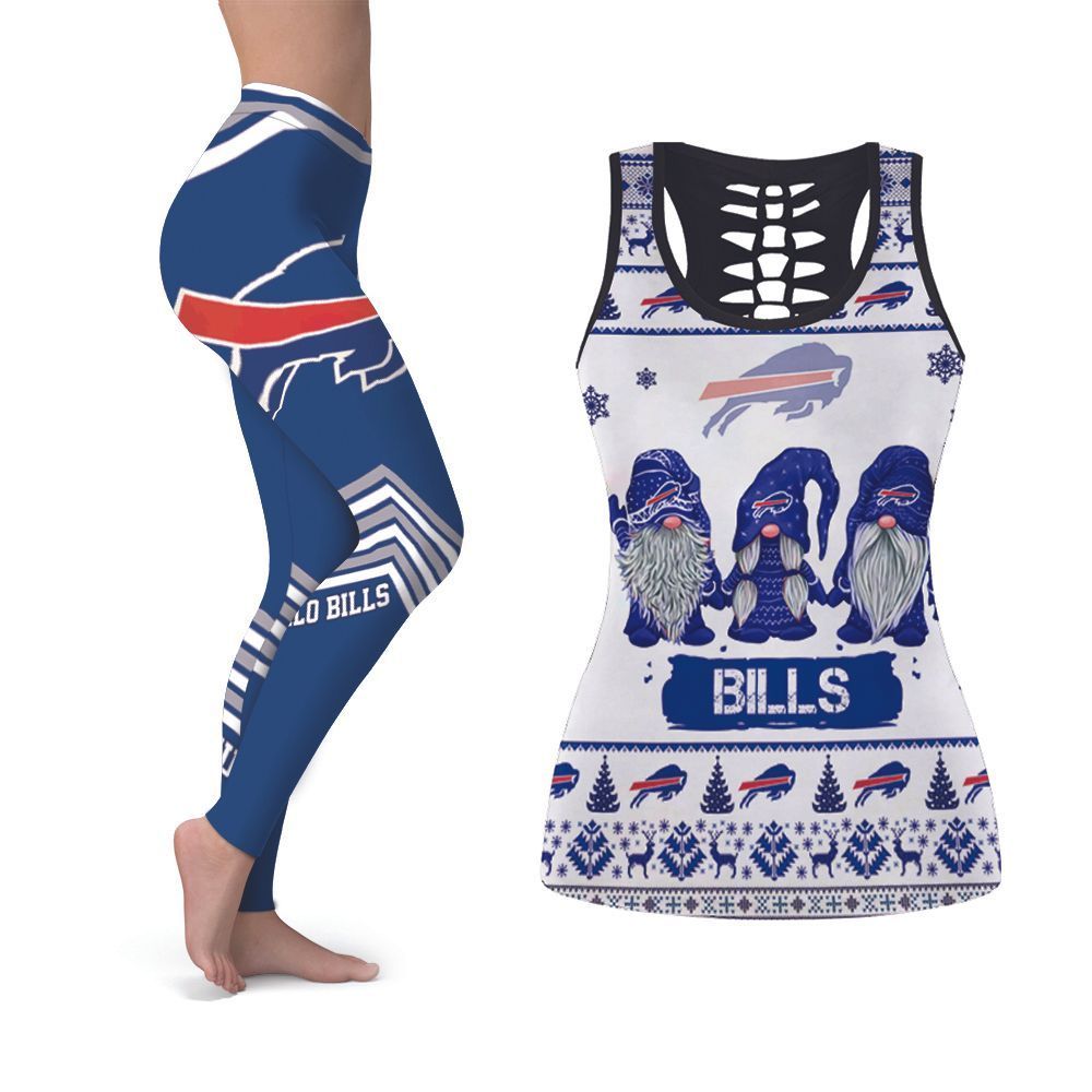 Christmas Gnomes Pattern Buffalo Bills NFL American Football Tank Top And Legging Set Gift For Buffalo Bills Fans
