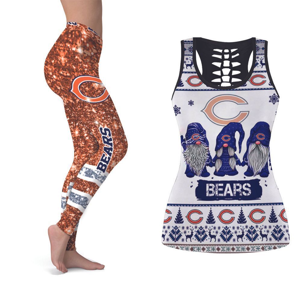 Christmas Gnomes Pattern Chicago Bears NFL American Football Tank Top And Legging Set Gift For Chicago Bears Fans