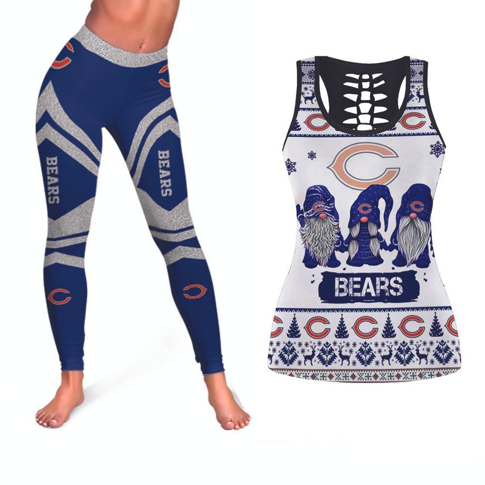 Christmas Gnomes Pattern Chicago Bears NFL American Football Tank Top And Legging Set Gift For Chicago Bears Fans
