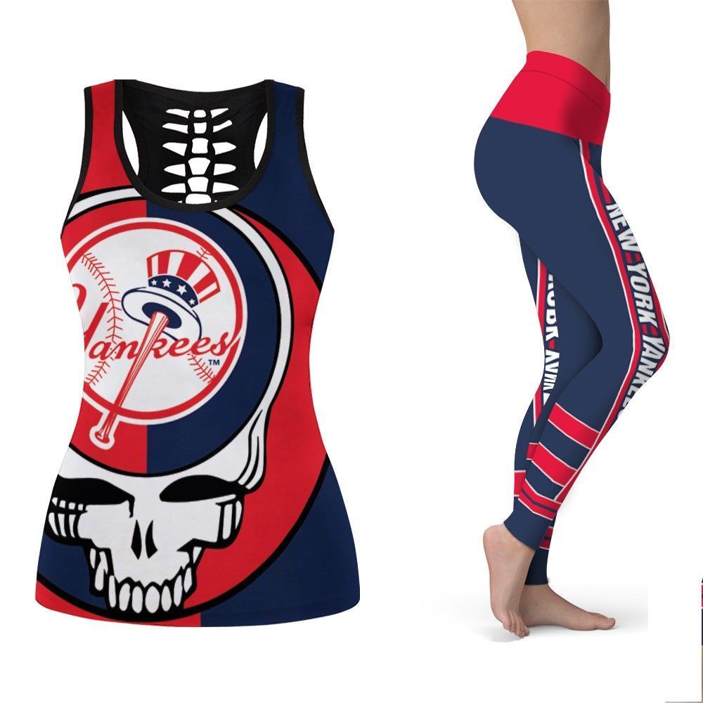 Dead Skull New York Yankees MLB Baseball Tank Top And Legging Set Gift For Yankees Fans
