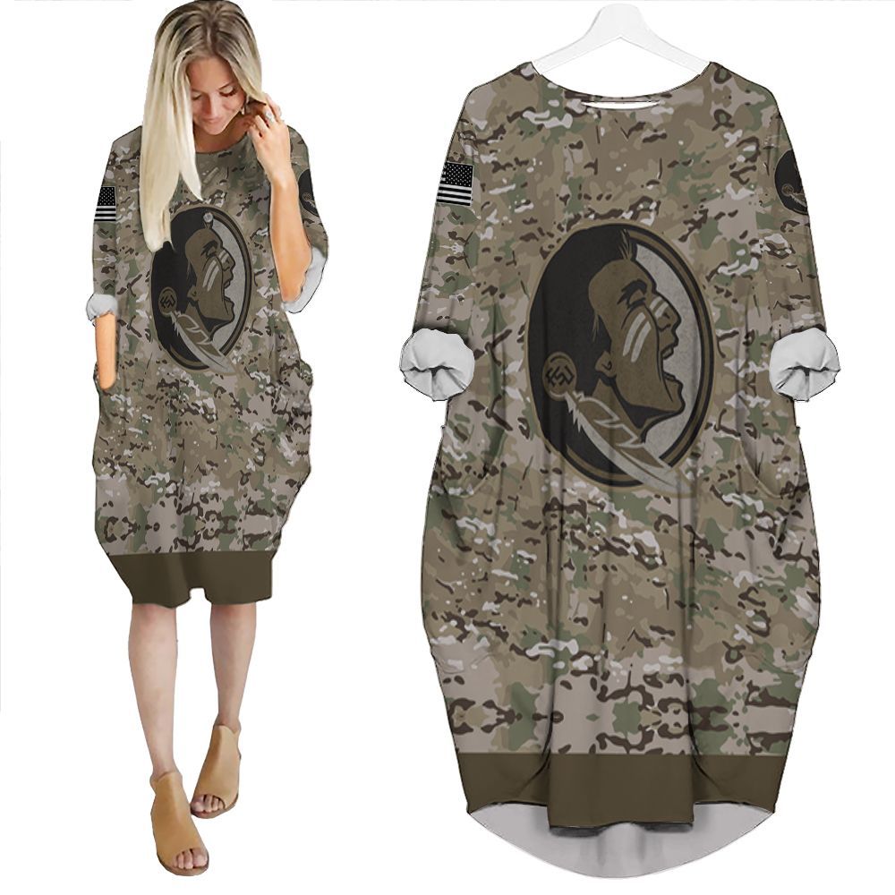 Florida State Seminoles Camo Pattern 3D Batwing Pocket Dress PD642