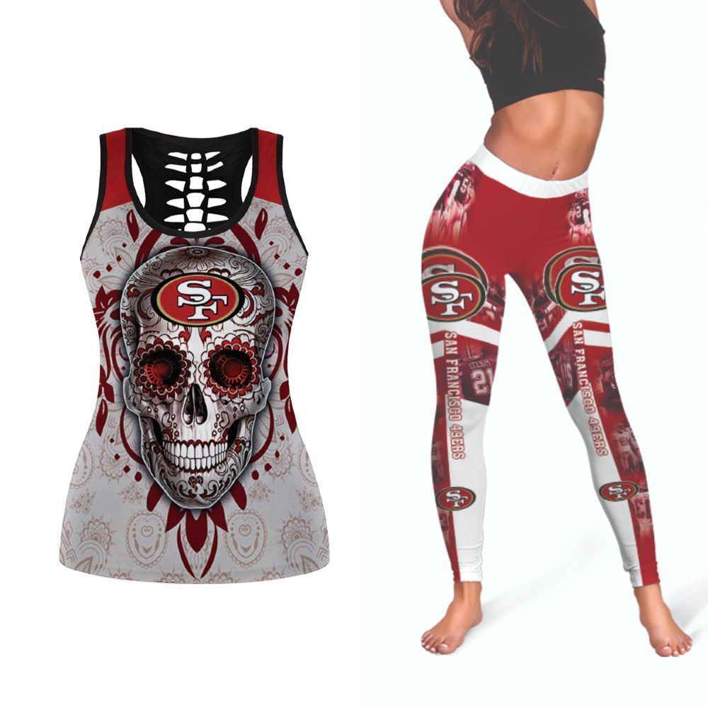 Horror Skull Halloween San Francisco 49Ers NFL American Football Tank Top And Legging Set Gift For 49Ers Fans