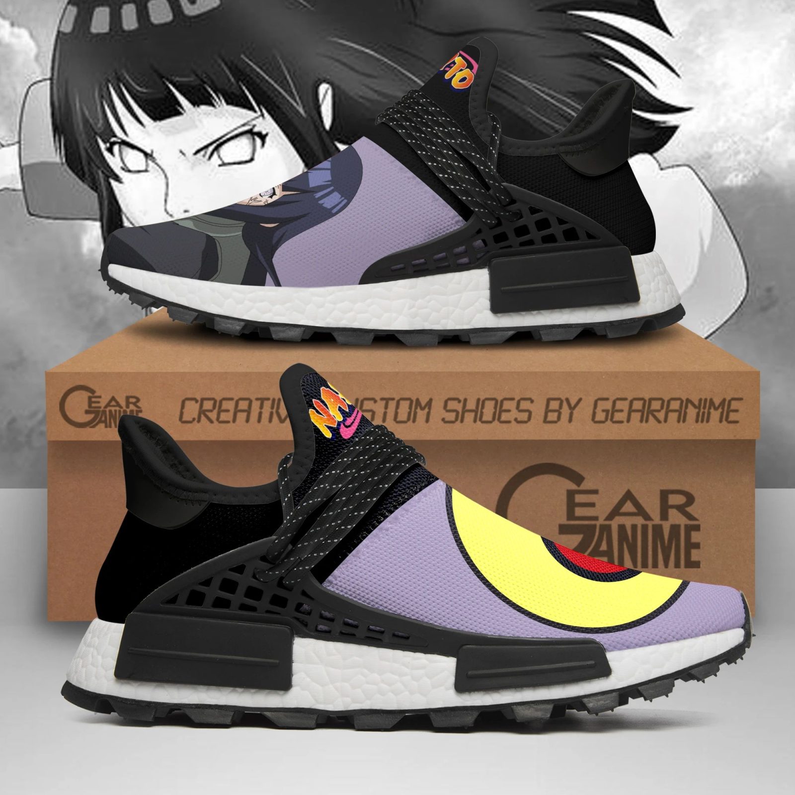 Hyuga Hinata Shoes Naruto Custom Anime Shoes PT11 - NMD Sneakers For Fan