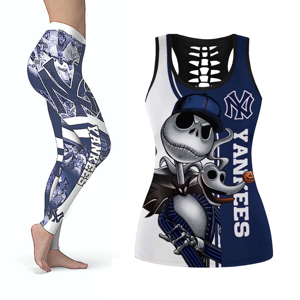 Jack Skellington New York Yankees MLB Baseball Tank Top And Legging Set Gift For Yankees Fans