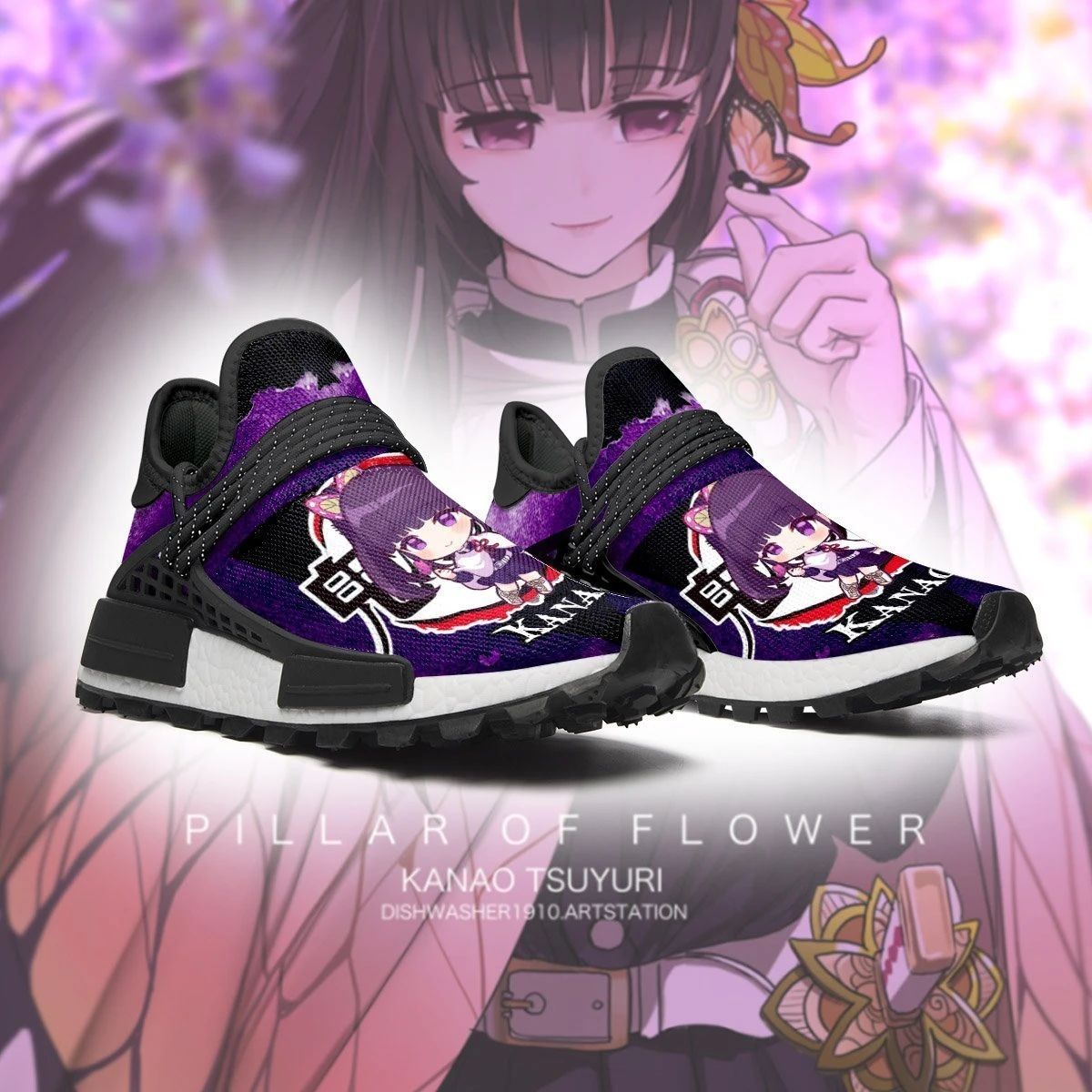 Kanao Tsuyuri Shoes Custom Demon Slayer Anime Sneakers - NMD Sneakers For Fan