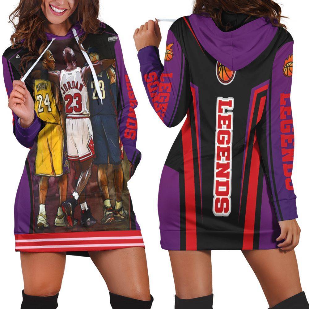 Legend Of Nba Michael Jordan Kobe Bryant Lebron James Hoodie Dress